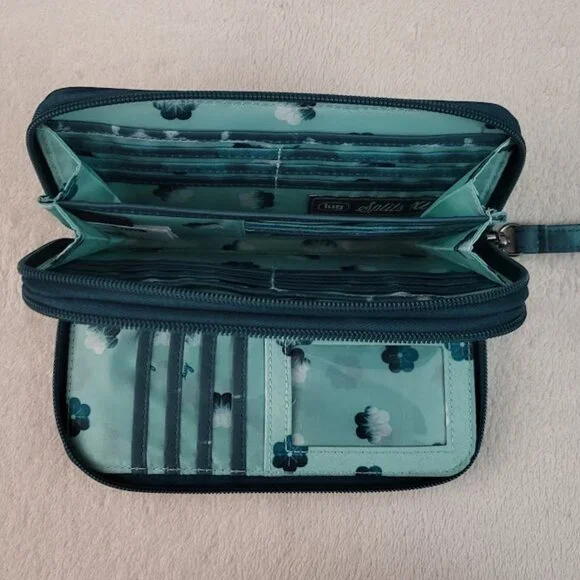 Lug SHIBORI TEAL Splits XL RFID Wristlet Wallet EUC - Picture 7 of 7
